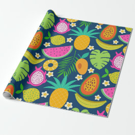 Papel De Presente Frutas tropicais de abacaxi banana melancia