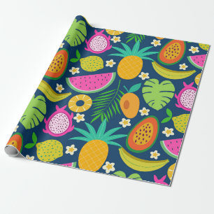 Papel De Presente Frutas tropicais de abacaxi banana melancia