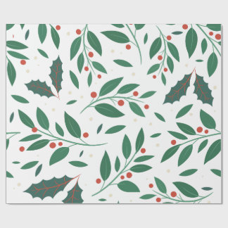 Papel De Presente Frutas Vermelhas & Folhas Sazonais