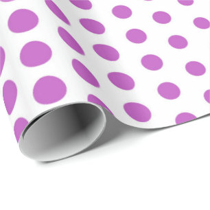 Papel De Presente Fuchsia Bolinhas Moderno Branco