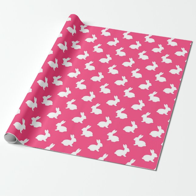 Papel De Presente Fuchsia Bunny Rabbit Gift Wrap (Desenrolado)
