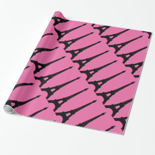 Papel De Presente Fuchsia e Black Paris Wraping Paper