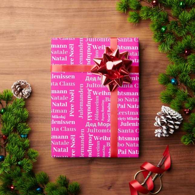 Papel De Presente Fuchsia hot Santa words (Presente de Natal)