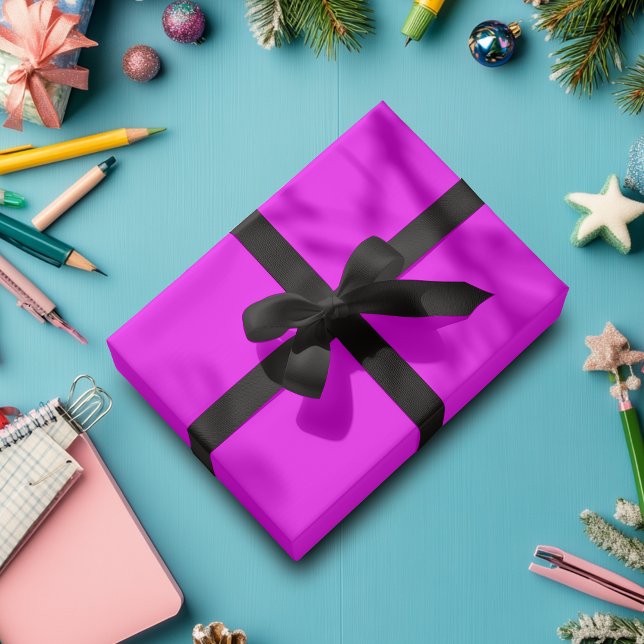 Papel De Presente Fúcsia Cor Sólida | Clássico | Elegante (Criador carregado)