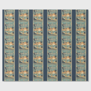Papel De Presente Fuga para o Paraíso Terrestre Havaiano Vintage