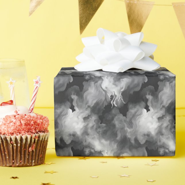 Papel De Presente Fumaça Cinza e Preta (Festa de aniversário)