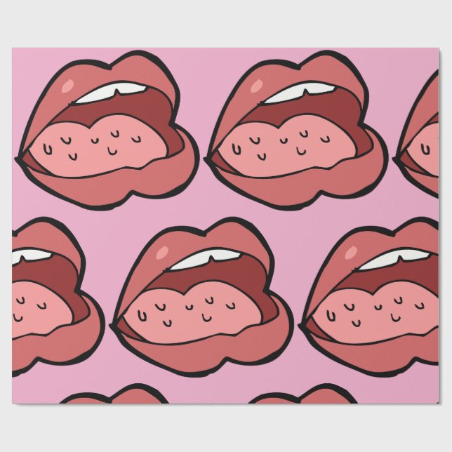Papel De Presente Fun Cartoon Open Mouth and Lips (Aberto)