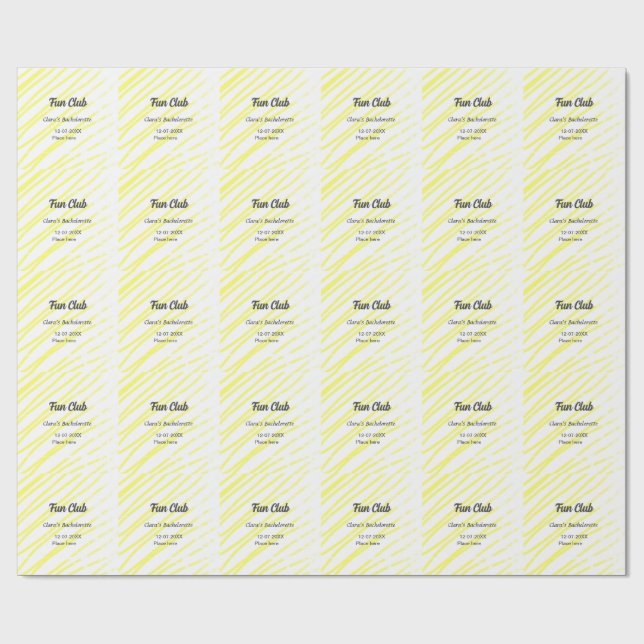 Papel De Presente Fun Club bachelorette party yellow lines backgroun (Aberto)