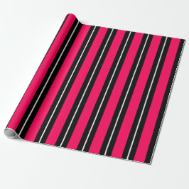 Papel De Presente Fun & Modern Hot Pink, Black & White Stripes