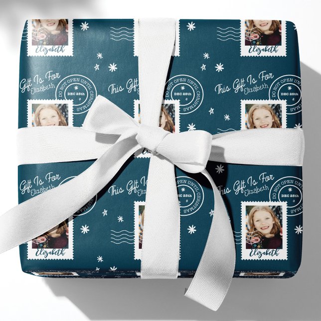 Papel De Presente Fun Photo Stamp Gift Identifier Open On Christmas  (Criador carregado)