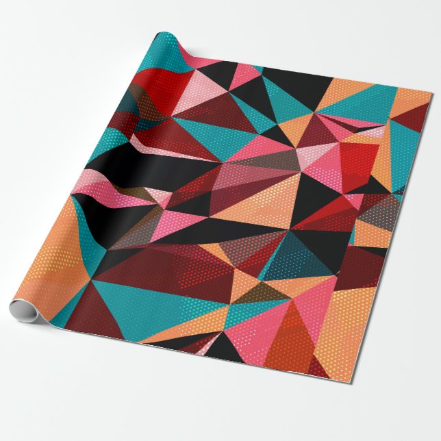 Papel De Presente fundo abstrato com triângulos e colorido (Desenrolado)