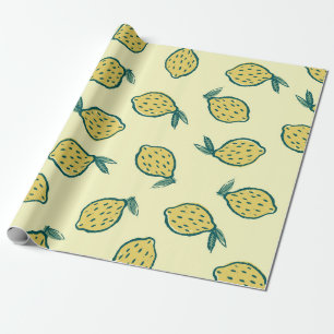 Papel De Presente Fundo amarelo com limões. Lima. fundo w