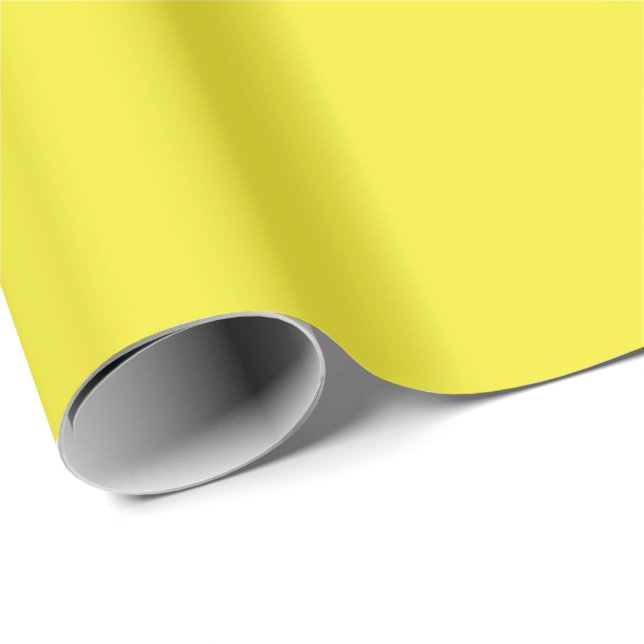 Papel De Presente Fundo Amarelo Vibrante Sólido (Ponta do rolo)
