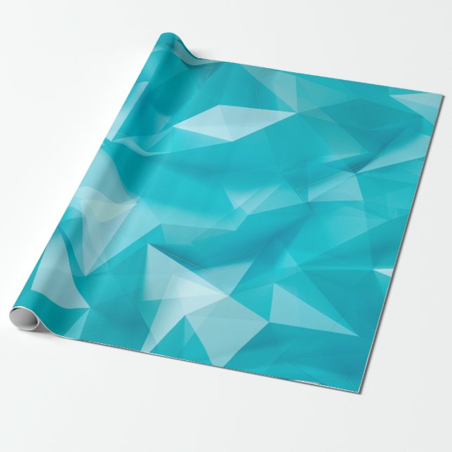 Papel De Presente Fundo azul turquesa com cristais, triângulo (Desenrolado)