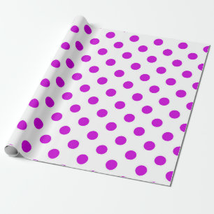 Papel De Presente Fundo Branco Bolinhas Roxas