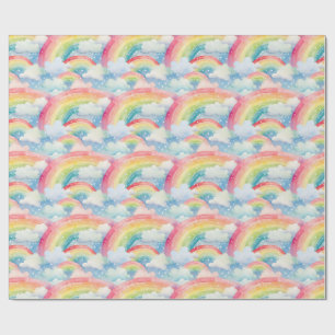 Papel De Presente Fundo Colorido de Aquarela com Rainbows