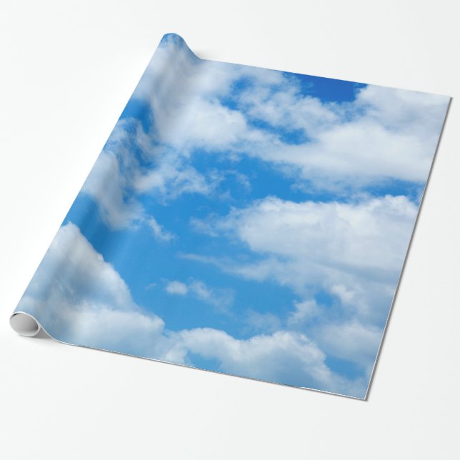 Papel De Presente Fundo das Nuvens Brancas do Céu Azul (Desenrolado)