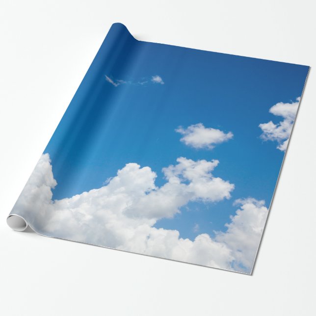 Papel De Presente Fundo das Nuvens Brancas do Céu Azul (Desenrolado)