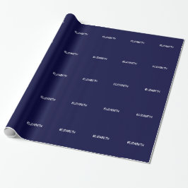 Papel De Presente Fundo de Cor Sólida DIY, Nome Monograma - Azul Mar