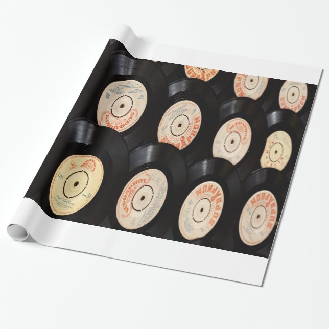 Papel De Presente Fundo de Discos de Vinil (Desenrolado)