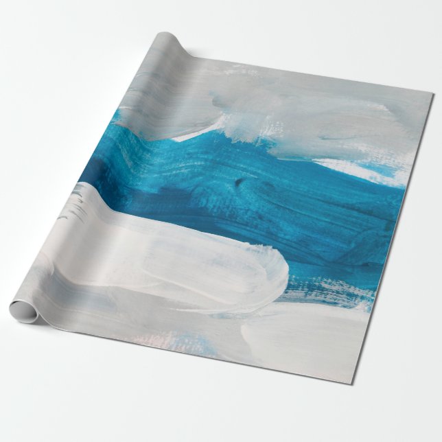 Papel De Presente Fundo de pintura de Abstrato azul, Cinza e branco (Desenrolado)