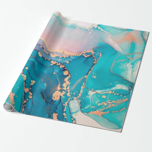 Papel De Presente fundo de pintura de abstrato fluido em álcool  (Desenrolado)