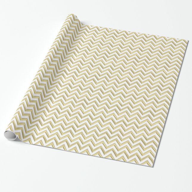 Papel De Presente Fundo DIY LG Chevron Dourado Falso (Desenrolado)