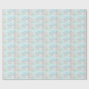 Papel De Presente fundo floral em pastel aguarela azul verde arco-ír