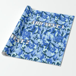 Papel De Presente Fundo Militar de Camuflagem Azul