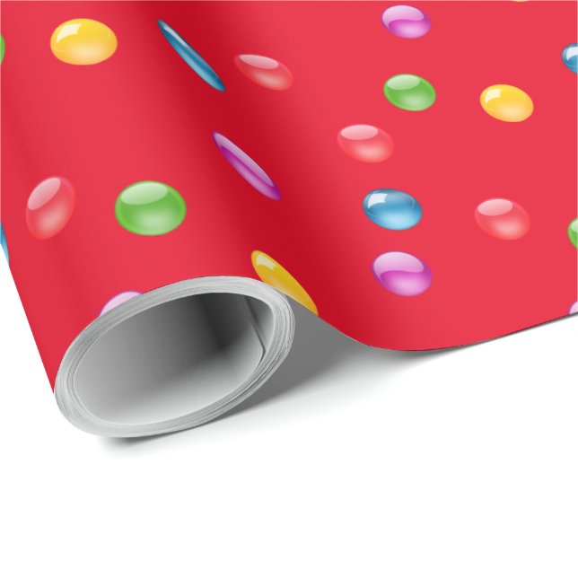 Papel De Presente Fundo Multicolor Polkadot Confetti DIY (Ponta do rolo)