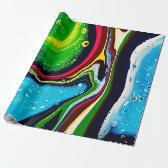 Papel De Presente fundo pintado à mão de abstrato, acrílico líquido  (Desenrolado)