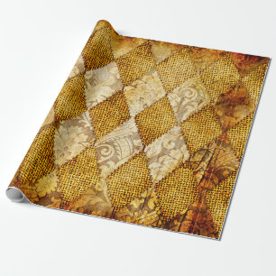 Papel De Presente fundo retrô geométrico em cores de ouro