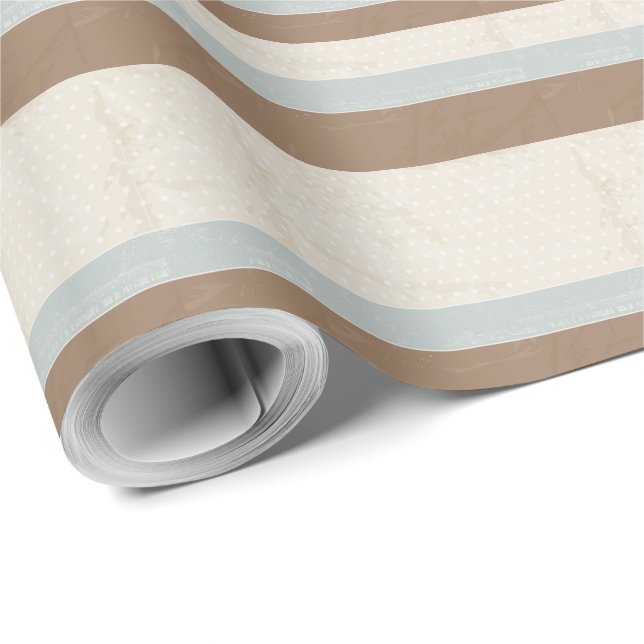 Papel De Presente Fundo Retroativo das Bolinhas Suaves Castanhas Azu (Ponta do rolo)