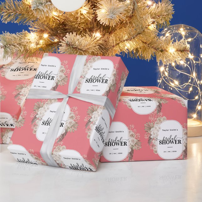 Papel De Presente Fundo Rosa do Chá de panela de Quadro Floral Moder (Feriados)