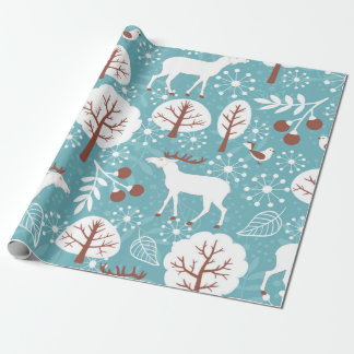Papel De Presente Fundo sem costura com cervo para o inverno e chris