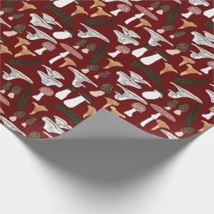 Papel De Presente Fungi Fungi Mushroom Fern Pattern Gift