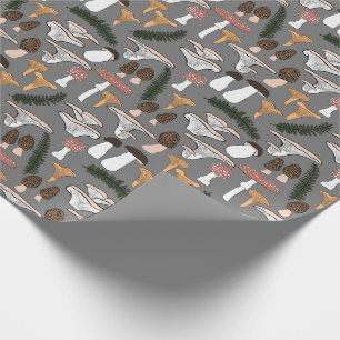 Papel De Presente Fungi Fungi Mushroom Fern Pattern Gift
