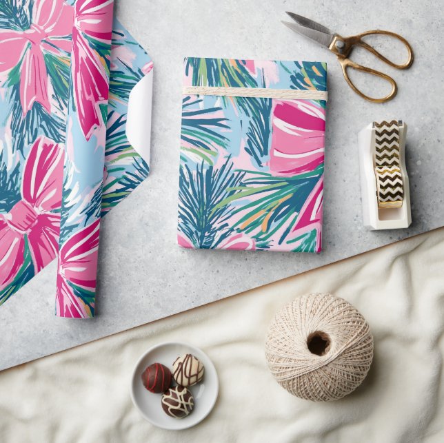 Papel De Presente Funky Bow Pink Christmas Bow Pattern (Artesanato)