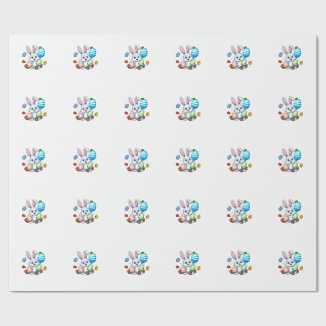 Papel De Presente Funny Autism Awareness Puzzle Easter Bunny Eggs Ki (Aberto)