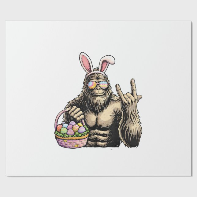 Papel De Presente Funny Bigfoot Easter Egg Rock Sasquatch Easter Day (Aberto)