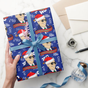 Papel De Presente Funny Blue Ho Seu Presidente Joe Biden Natal