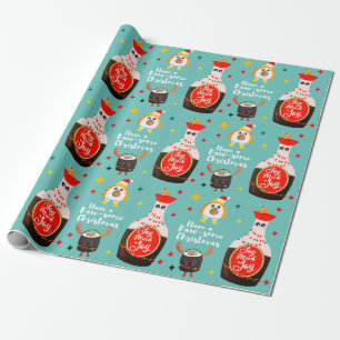 Papel De Presente Funny Blue Kawaii Sushi Aproveita Feliz Natal