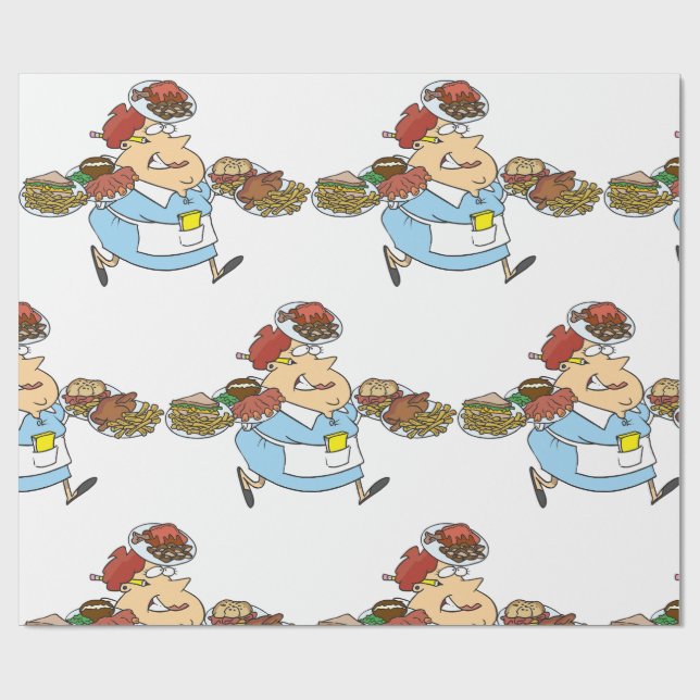 Papel De Presente Funny Busy Waitress Overworked Server (Aberto)