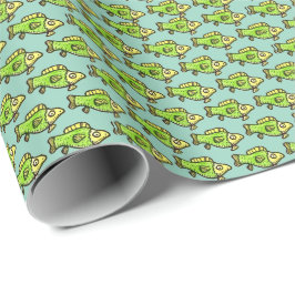 Papel De Presente Funny Cartoon Green Fish Drawing