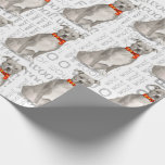 Papel De Presente Funny Dog Lover Staffordshire Terrier Christmas<br><div class="desc">Woof art em cinzas desbotadas em branco dispara um bonito cachorro americano Staffordshire Terrier em um cachecol vermelho e amarelo de inverno.</div>