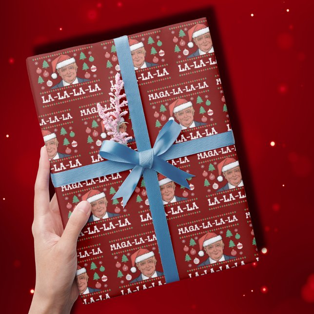 Papel De Presente Funny Donald Trump Maga La La La Ugly Natal (Criador carregado)