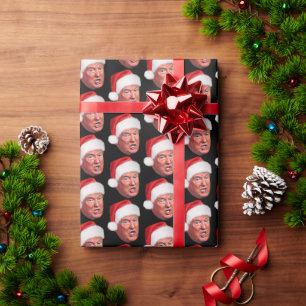 Papel De Presente Funny Donald Trump Padrão Natal Santa Hat