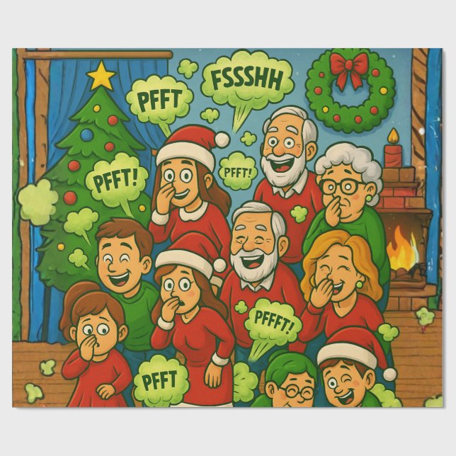 Papel De Presente Funny Farting Family Christmas (Aberto)