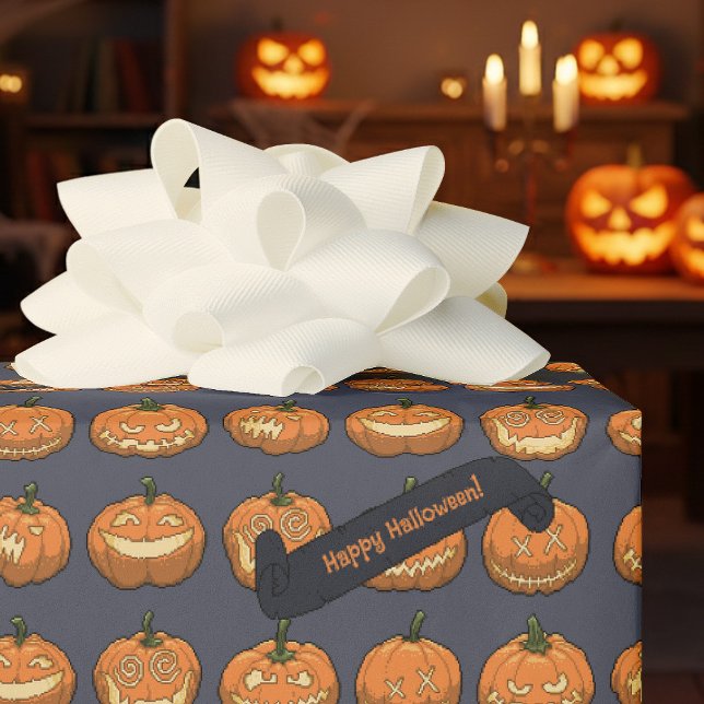 Papel De Presente Funny Jack O Lantern Happy Halloween! Pumpkins (Criador carregado)