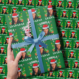 Papel De Presente Funny Kamala Harris 2024 Natal Verde